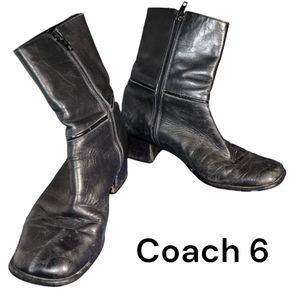 Vtg Coach Bari calf boots Italy leather black used